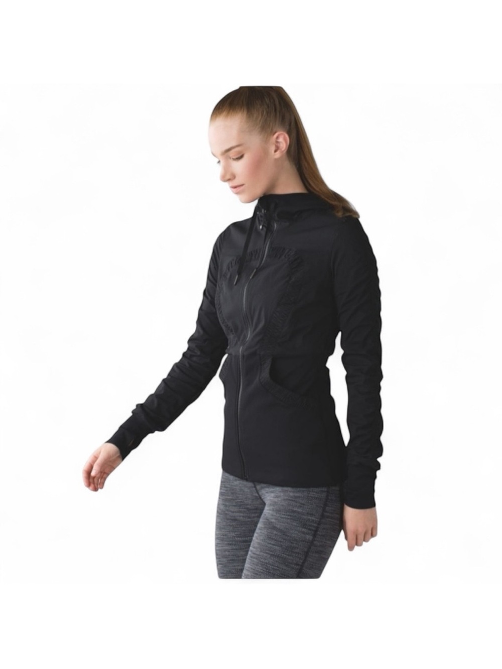 Lululemon Dance studio reversible black grey zip front yoga hooded jacket size 6